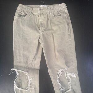 free people Maggie mid rise straight leg jean size 27, khaki green